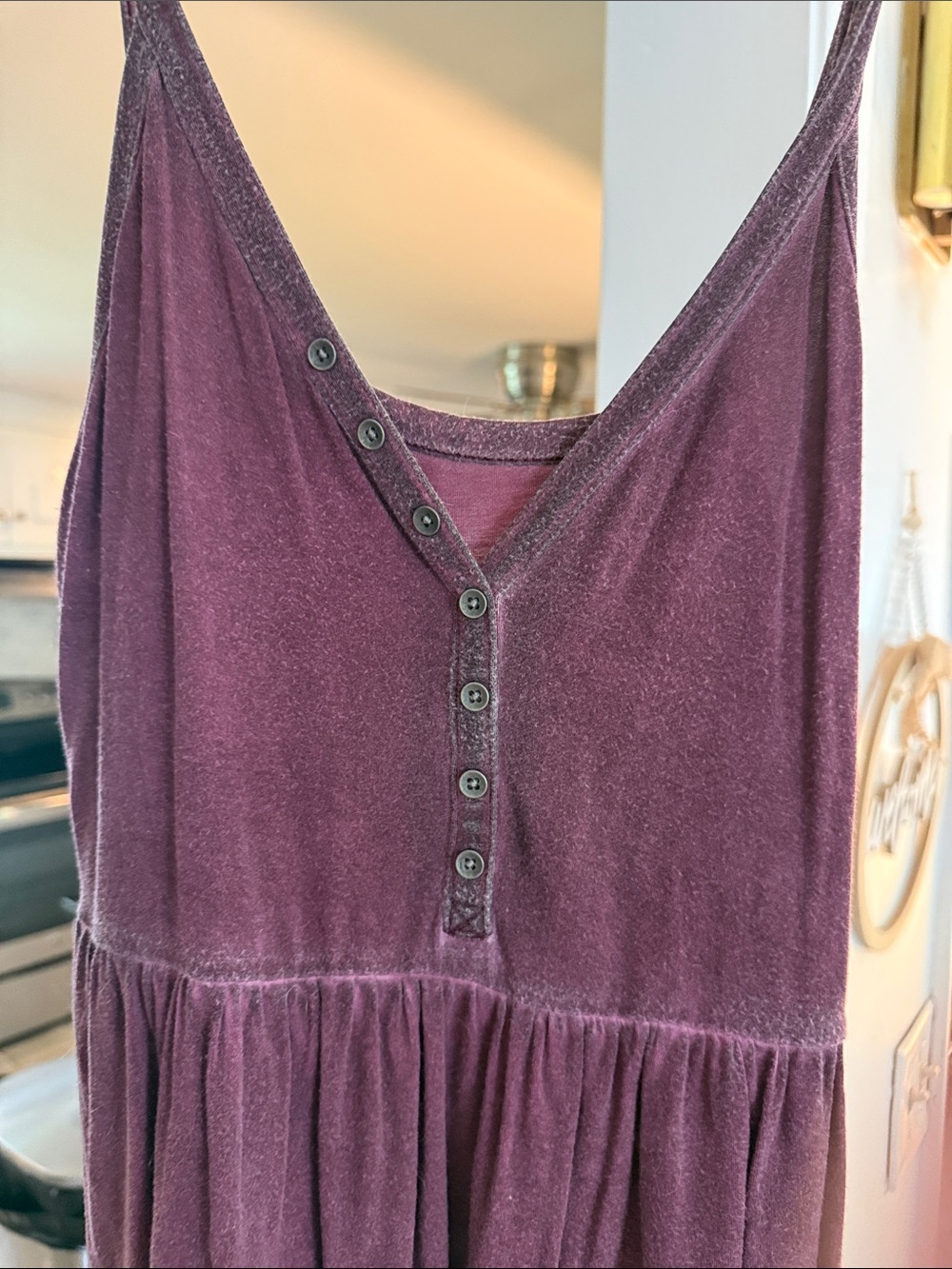 American Eagle Outfitters Plum Button-Front Tank Dress - Picture 2 of 5